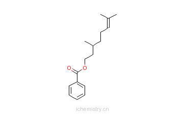 CAS:10482-77-6_3,7-二甲基-6-辛烯-1-醇苯甲酸酯的分子结构