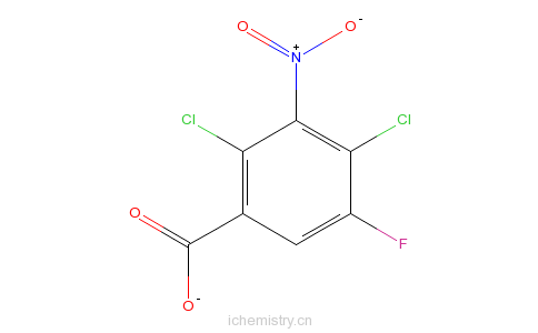 CAS:106809-14-7_2,4-二氯-5-氟-3-硝基苯甲酸的分子结构