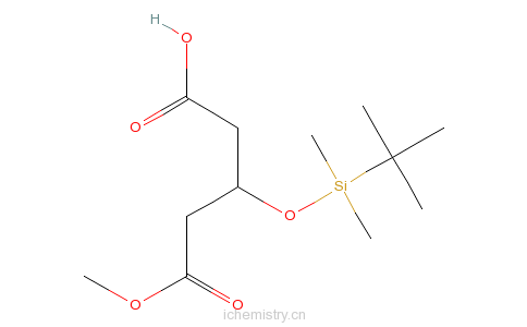 CAS:109744-49-2_(3R)-3-叔丁基二甲基硅氧基戊二酸单甲酯的分子结构