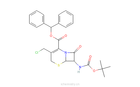 CAS:112028-91-8_7Β-叔丁氧羰基氨基-3-氯甲基-3-头孢烯-4-羧酸二苯甲酯的分子结构