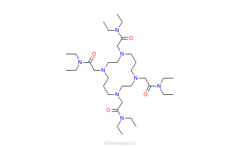 CAS:126320-56-7_1,4,8,11-四(二乙氨甲酰基甲基)-1,4,8,11-四氮杂环十四烷的分子结构