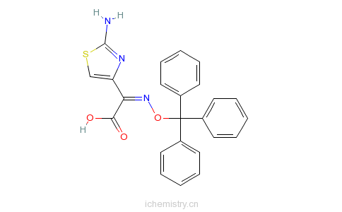 CAS:128438-01-7_(Z)-2-(2-氨基噻唑-4-基)-2-三苯甲氧亚氨基乙酸的分子结构