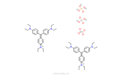 CAS:1325-88-8_N-[4-[二[4-(二乙氨基)苯基]]-2,5-环己二烯十一基]-N-乙基乙铵磷钨钼酸盐的分子结构