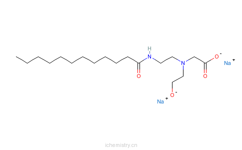 CAS:14350-96-0_氢氧化4,5-二氢-1-(2-羟乙基)-1-羧甲基-2-十一烷基-1H-咪唑翁二钠盐的分子结构