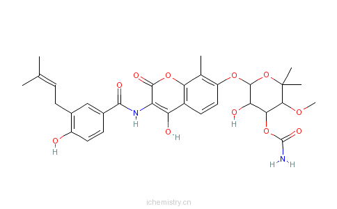 CAS:1476-53-5_新生霉素一钠盐的分子结构