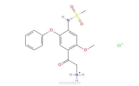 CAS:149436-41-9_2-氨基-1-(2-甲氧基-4-甲磺酰胺基-5-苯氧基苯基)乙酮盐酸盐的分子结构