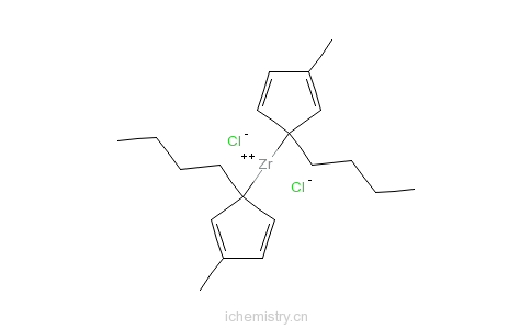 CAS:151840-68-5_双(1-丁基-3-甲基环戊二烯基)二氯化锆的分子结构