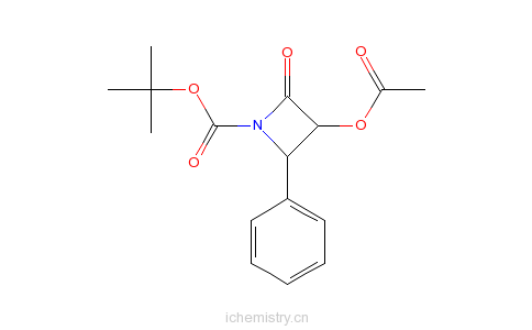 CAS:161183-22-8_(3R,4S)-1-叔丁氧基羰基-3-乙酰氧基-4-苯基-2-丙内酰胺的分子结构