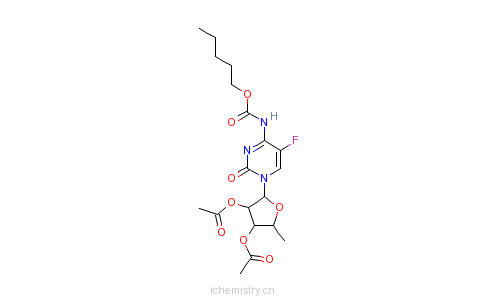 CAS:162204-20-8_5'-脱氧-5-氟-N-[(戊氧基)羰基]胞苷 2',3'-二乙酸酯的分子结构