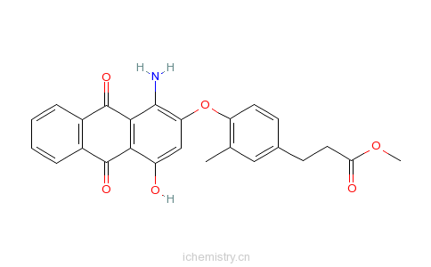 CAS:16472-09-6_4-[(1-氨基-9,10-二氢-4-羟基-9,10-二氧代-2-蒽基)氧基]-3-甲基苯丙酸甲酯的分子结构