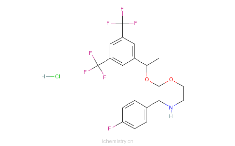 CAS:171482-05-6_(2R,3S)-2-[(1R)-1-[3,5-双(三氟甲基)苯基]乙氧基]-3-(4-氟苯基)-吗啉盐酸盐的分子结构