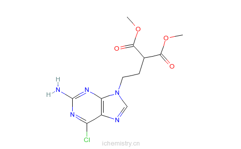CAS:172529-93-0_[2-(2-氨基-6-氯-9H-嘌呤-9-基)乙基]丙二酸二甲酯的分子结构