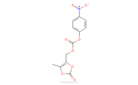CAS:173604-87-0_(5-甲基-2-氧代-1,3-二氧杂环戊烯-4-基)甲基4-硝基苯基碳酸酯的分子结构