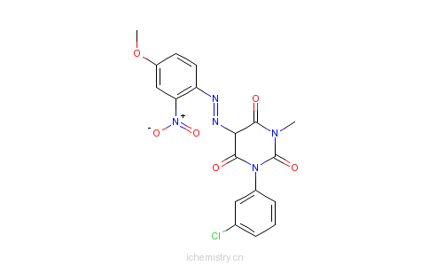 CAS:1833-72-3_1-(3-氯苯基)-5-[(4-甲氧基-2-硝基苯基)偶氮]-3-甲基-2,4,6(1H,3H,5H)-嘧啶三酮的分子结构