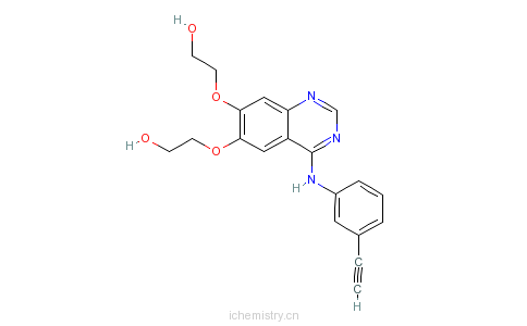 CAS:183321-84-8_4-[(3-乙炔基苯基)氨基]-6,7-双(2-羟基乙氧基)]喹唑啉的分子结构