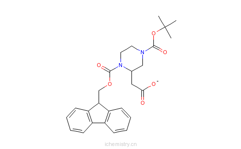 CAS:183742-34-9_4-Boc-1-Fmoc-2-哌嗪乙酸的分子结构