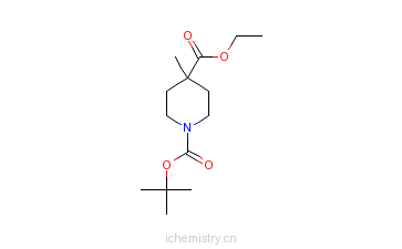 CAS:189442-87-3_N-Boc-4-甲基-4-哌啶甲酸乙酯的分子结构