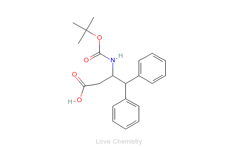 CAS:190190-50-2_(S)-3-(叔丁氧羰基氨基)-4,4-二苯基丁酸的分子结构