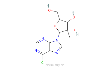 CAS:205171-05-7_6-氯-9-(2-C-甲基-beta-D-呋喃核糖基)-9H-嘌呤的分子结构