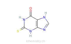 CAS:2487-40-3_2-巯基-6-羟基嘌呤的分子结构