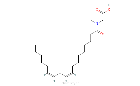 CAS:26408-39-9_(Z,Z)-N-甲基-N-(9,12-十八碳二烯酰基)氨基乙酸的分子结构