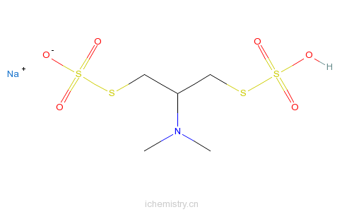CAS:29547-00-0_2-二甲氨基-1,3-丙二基-双-硫代硫酸酯单钠盐的分子结构