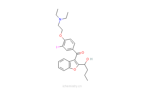 CAS:318267-28-6_2-(1-羟基丁基)-3-苯并呋喃基-[4-(2-二乙氨基乙氧基)-3-碘苯基]甲酮的分子结构