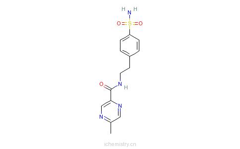 CAS:33288-71-0_2-[4-氨基磺酰-苯基]-乙基-5-甲基吡嗪甲酰胺的分子结构
