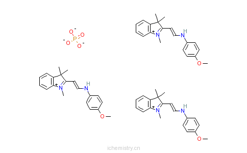 CAS:33910-98-4_2-[2-[(4-甲氧基苯基)氨基]乙烯基]-1,3,3-三甲基-3H-吲哚翁磷酸盐的分子结构