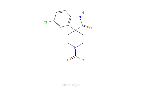 CAS:346701-12-0_1'-BOC-5-氯-1,2-二氢-2-氧代-螺[3H-吲哚-3,4'-哌啶]的分子结构