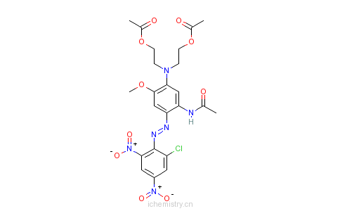 CAS:3618-73-3_N-[5-[双[2-(乙酰氧)乙基]氨基]2-[(2-氯-4,6-二硝苯基)偶氮]-4-甲氧苯基]-乙酰胺的分子结构