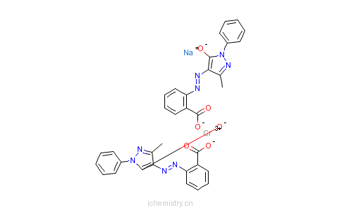 CAS:41741-86-0_铬酸合二[2-(4,5-二氢-3-甲基-5-氧-1-苯基-1H-4-吡唑基)偶氮]苯甲酸钠的分子结构