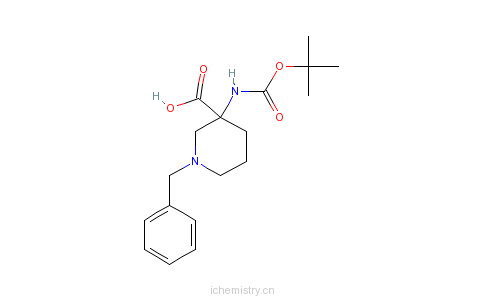 CAS:436867-72-0_1-苄基-3-叔丁氧羰基氨基哌啶-3-甲酸的分子结构