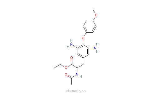 CAS:440667-78-7_3,5-二氨基-4-(4-甲氧苯氧基)-N-乙酰-L-苯丙氨酸乙酯的分子结构