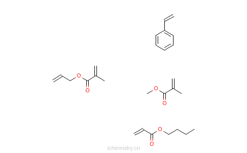 CAS:51252-07-4_2-甲基-2-丙烯酸甲酯与2-丙烯酸丁酯、苯乙烯和2-甲基-2-丙烯酸(2-丙烯)酯的聚合物的分子结构