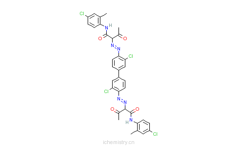 CAS:53815-04-6_2,2'-[(3,3'-二氯-1,1'-联苯-4,4'-二基)二偶氮]双[N-(4-氯-2-甲基苯基)-3-氧代]丁酰胺的分子结构