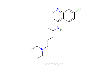 CAS:54-05-7_氯喹盐基4-(4-二乙氨基-1-甲基丁氨基)-7-氯喹啉的分子结构