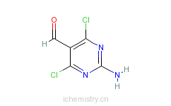 CAS:5604-46-6_2-氨基-4,6-二氯嘧啶-5-甲醛的分子结构