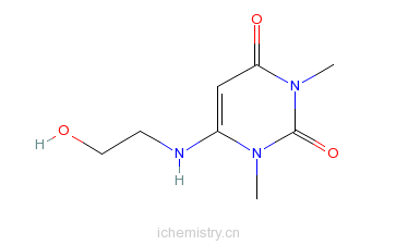 CAS:5770-44-5_1,3-二甲基-6-(2-羟乙基)氨基脲嘧啶的分子结构
