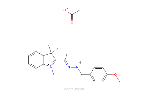 CAS:58798-47-3_2-[[(4-甲氧基苯基)甲基亚肼基]甲基]-1,3,3-三甲基-3H-吲哚翁乙酸盐的分子结构