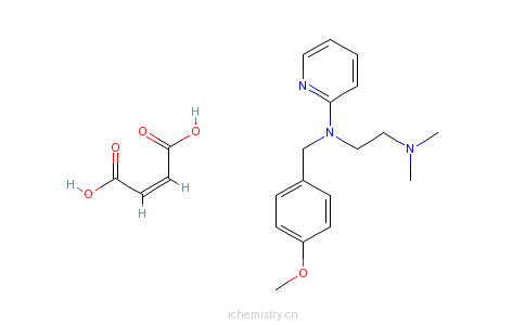 CAS:59-33-6_N-[(4-甲氧苯基)甲基]-N-(2-吡啶基)-N',N'-二甲基-乙二胺马来酸盐的分子结构