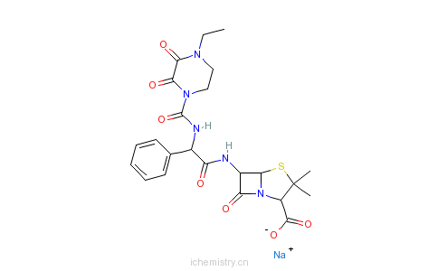CAS:59703-84-3_哌拉西林钠的分子结构