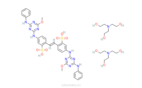 CAS:61136-17-2_[2,2'-(1,2-亚乙烯基)双[5-[4-甲氧基-6-(苯氨基)-1,3,5-三嗪-2-基]氨基]苯磺酸与2,2',2''-次氮基三乙醇]的?的分子结构