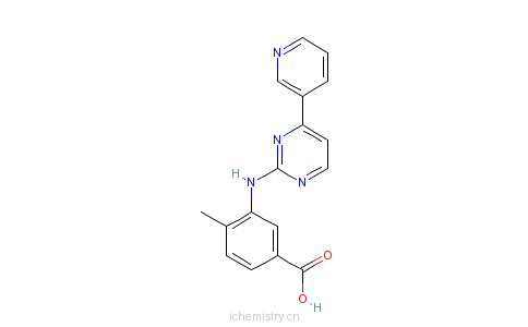 CAS:641569-94-0_4-甲基-3-[[4-(3-吡啶基)-2-嘧啶基]氨基]苯甲酸的分子结构