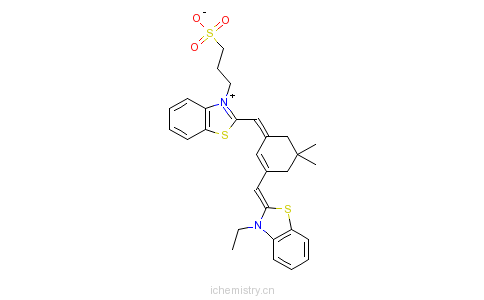 CAS:64285-48-9_2-[[5,5-二甲基-3-[[3-(3-磺丙基)-2(3H)-苯并噻唑亚基]甲基]-2-环己烯-1-亚基]甲基]-3-乙基苯并噻唑翁内盐的分子结构