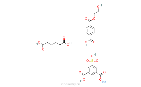 CAS:64945-78-4_5-磺基-1,3-苯二甲酸单钠盐与1,4-苯二甲酸、1,2-乙二醇和己二酸的聚合物的分子结构