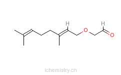 CAS:65405-73-4_(E)-[3,7-二甲基-2,6-亚辛基)氧代]乙醛的分子结构