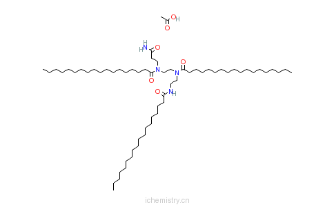 CAS:68214-54-0_N-[2-[(3-氨基-3-氧代丙基)(十八烷酰基)氨基]乙基]-N-[2-[(十八烷酰基)氨基]乙基]-十八酰胺单乙酸盐的分子结构