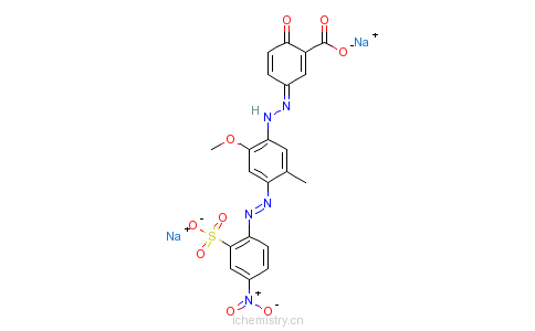 CAS:68833-61-4_2-羟基-5-[[2-甲氧基-5-甲基-4-[(4-硝基-2-磺基苯基)偶氮]苯基]偶氮]苯甲酸二钠盐的分子结构