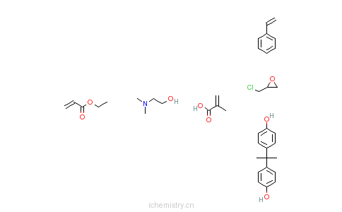 CAS:68957-91-5_[[2-甲基-2丙烯酸、氯甲基环氧乙烷、苯乙烯、2-丙烯酸乙酯、4,4'-(1-甲基亚乙基)二酚]的聚合物与2-(二甲胺?的分子结构